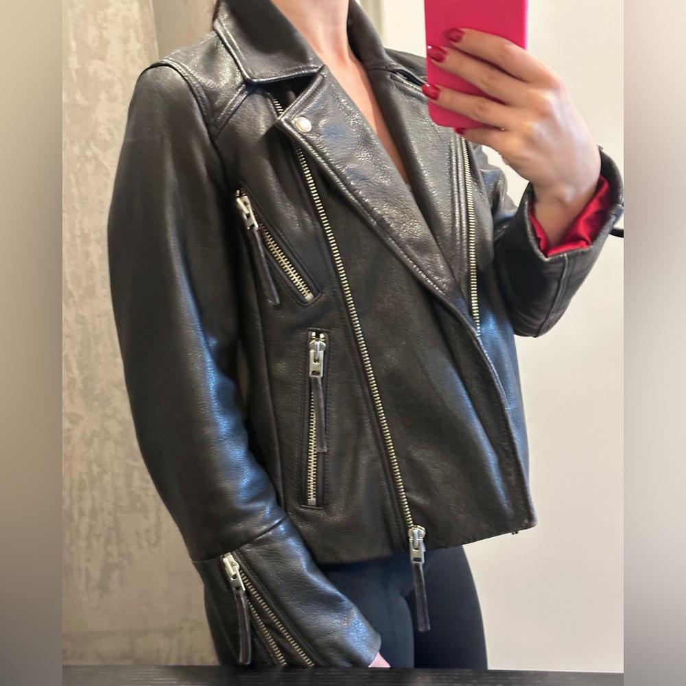 Topshop Dolly Leather Biker Jacket (s-m)